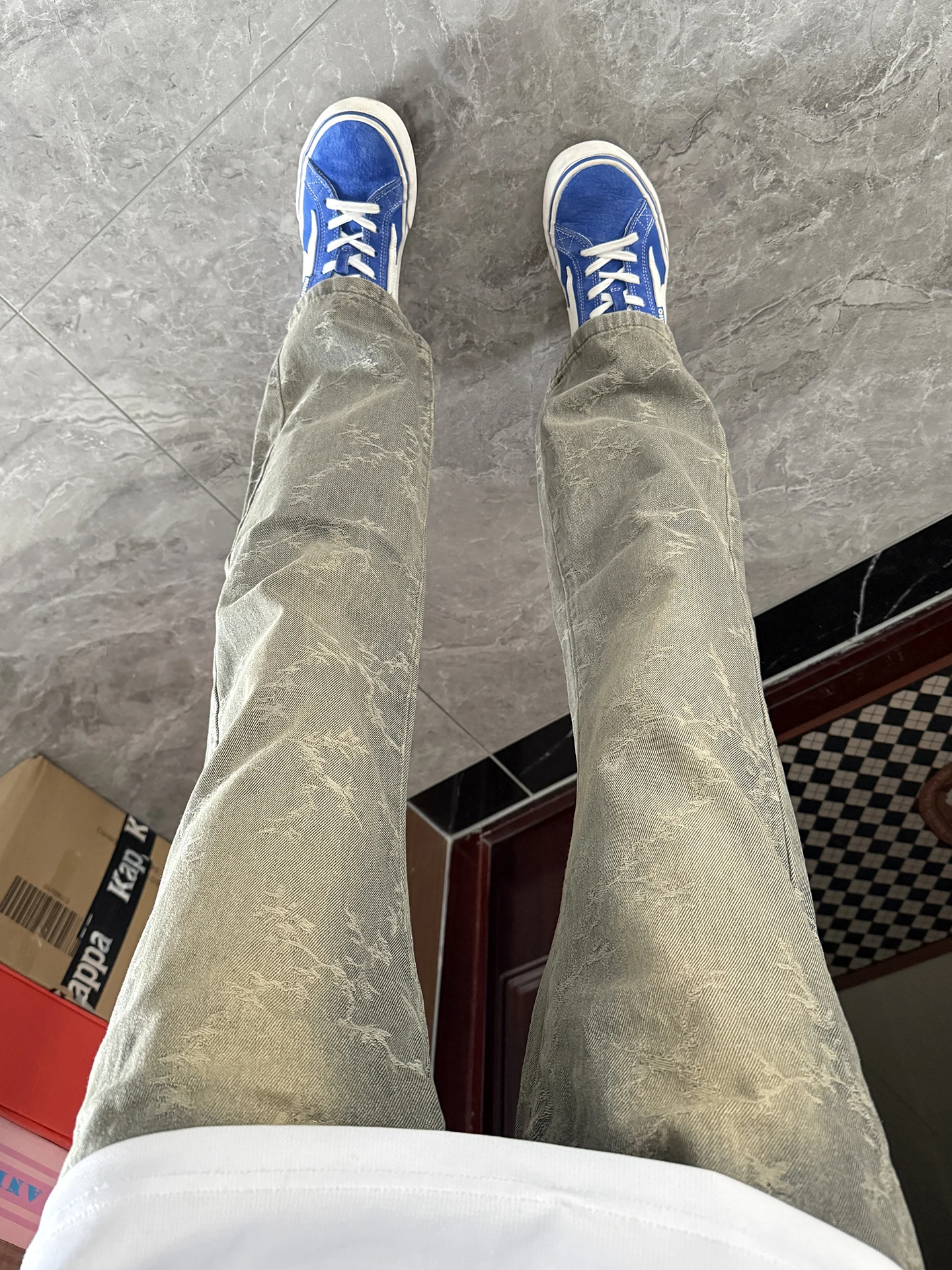 

Yellow Mud Color Thorn Embroidery Jeans Men's Autumn American Vibe Sle CleanFit Flared Straight Leg Pants