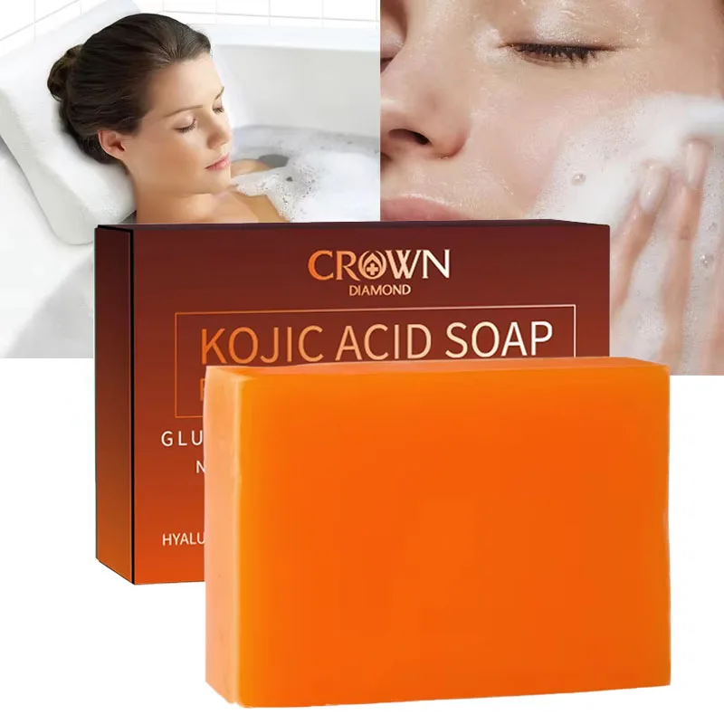 Kojic Acid สบู่ไวท์เทนนิ่ง Vitamin C ทําความสะอาดลึก Moisturizing ทําความสะอาด Temperate ผิวกระจ่างใสสบู่แฮนด์เมดสําหรับชายหญิง