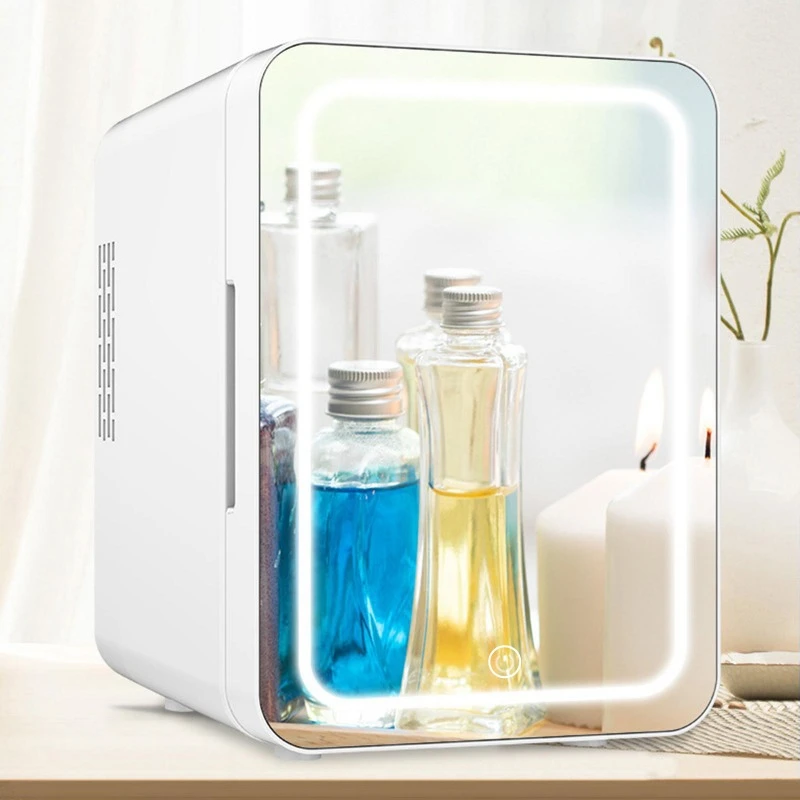 Portable 4L Mini Car Small Fridge 12v Refrigerator Bedroom Beauty Skin Care Makeup Fridge Mirror Fridge with LED Light