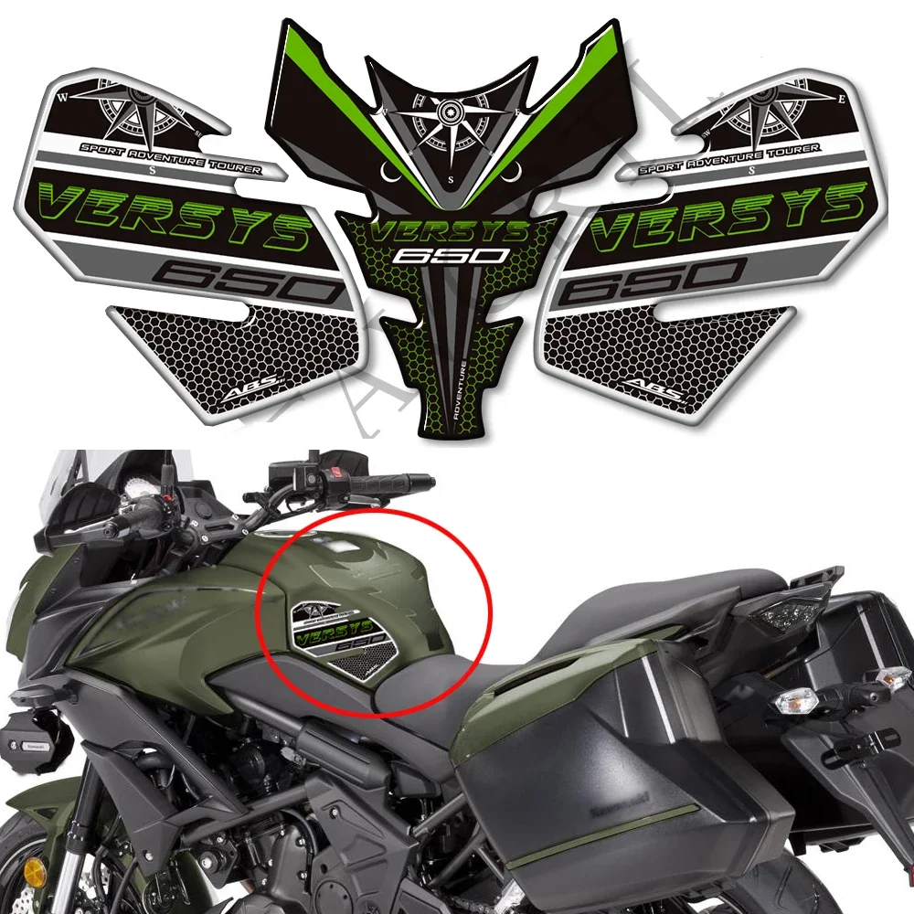 Trunk Luggage Cases Tank Pad Gas Fuel Oil Kit Knee Stickers Decals Protector Adventure Touring For Kawasaki Versys 650 LT 650LT