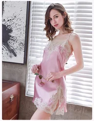 Quality Lace Mulberry Silk Women Nightdress Natural Silk Lace Nightgown Women Pajamas Sexy Silk Slip Dress romantic lingeries