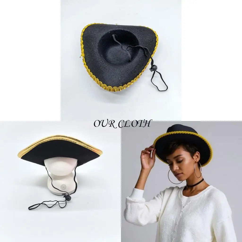 Pirate Hat Yellow Brim Hat Funny Party Hat Costume Caps for Halloween Costume Accessories,Cosplay Dressing Up Y1AC