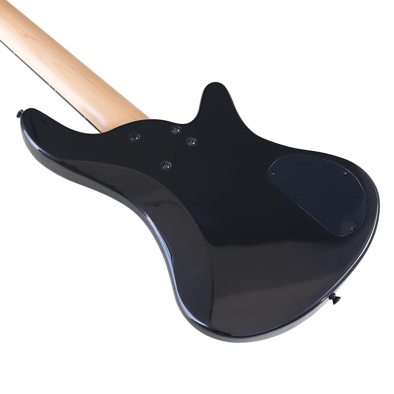 Left Hand 5 String Bass Guitar Black 43 Inch Electric Bass Guitar High Gloss Solid Basswood Body with Canada Maple Neck