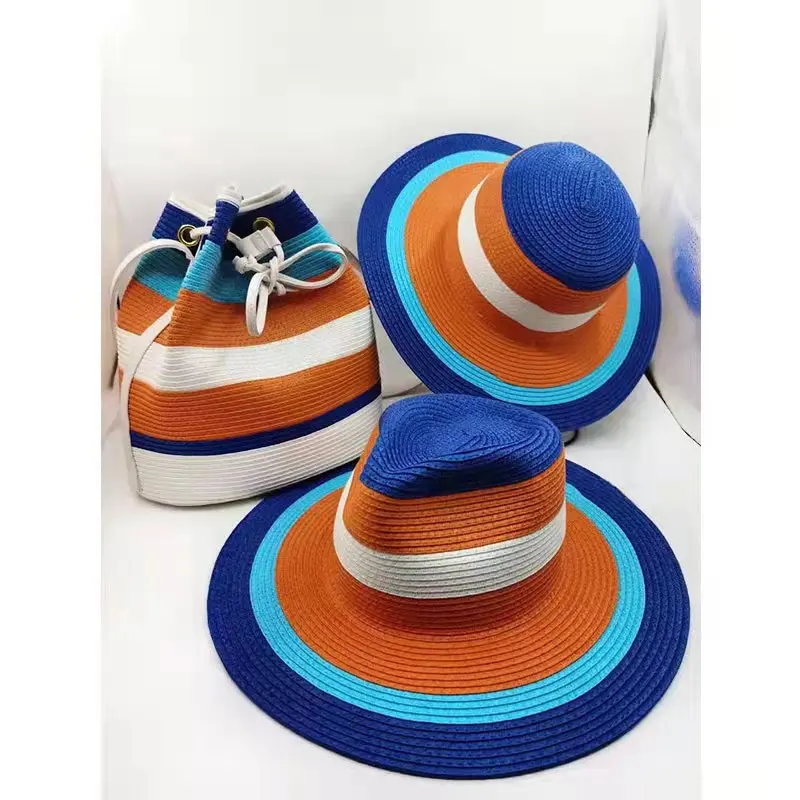 Three piece hat bag high-grade Beach Hat with 2022 summer most fashionable suit sun hat high-grade straw hat for men and women