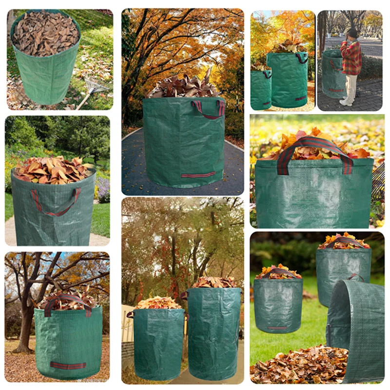 ~Garden Waste Bag 60L-500L Large Capacity Garden Bag Reusable Waterproof Leaf Sack Storage Collection Container For Garden Yard