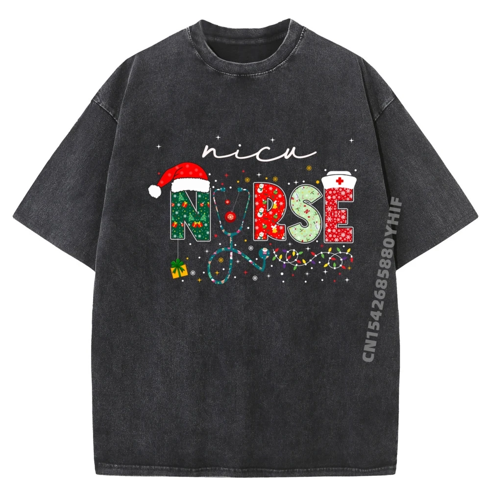 

Nursingchristmas Nicu Nurse Neonatal Intensive Care Nurse Luxury Clothing Harajuku Vintage Style Washed Shirt