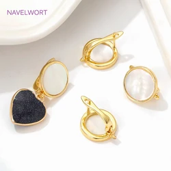 18K Gold Plated Round Earring Fixtures,Fasteners For Earrings,Natural Shell Earrings Clasps Hooks DIY Jewelry Making Supplies