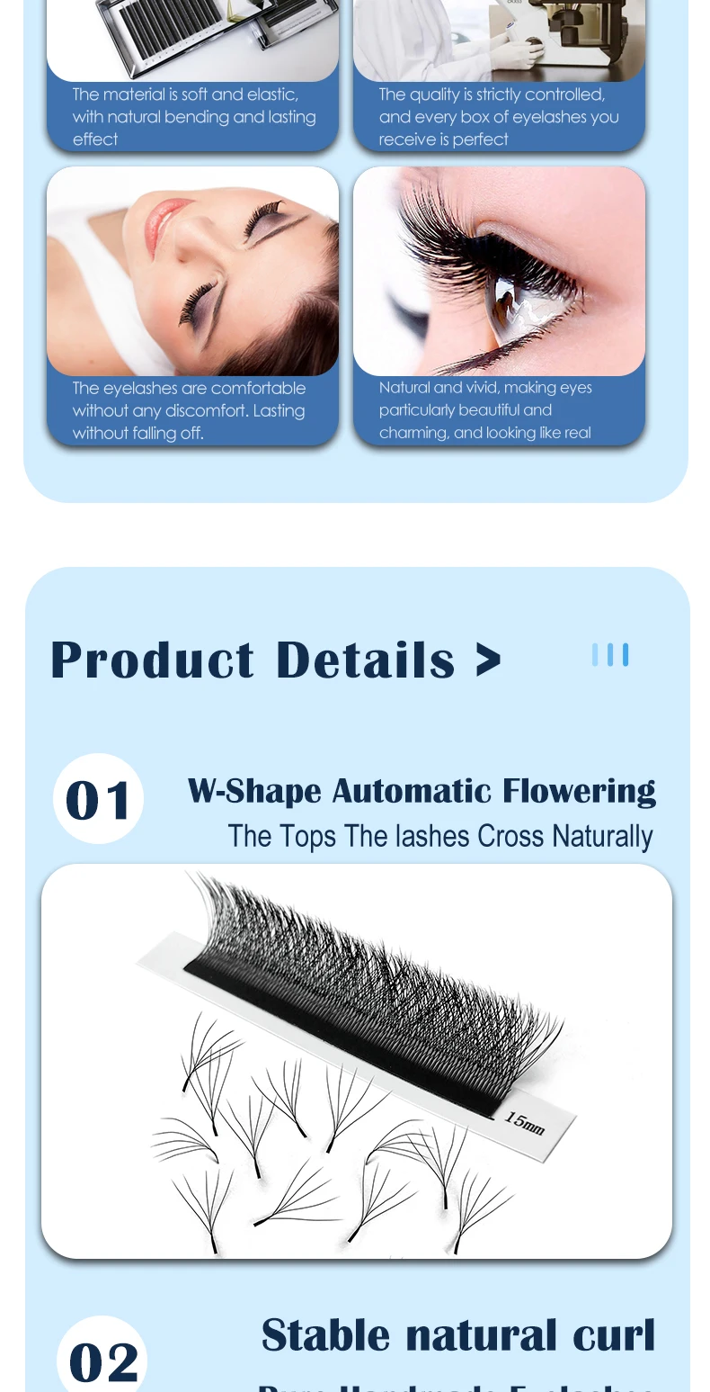 JB Jeyelabeau 3D 4D 5D W Künstliche Wimpern Natürlich Geschwungene Wimpernverlängerung Vorgefertigte Volumen-Wimpernfächer Falsche Wimpern 6D W Cilia – Detail 4