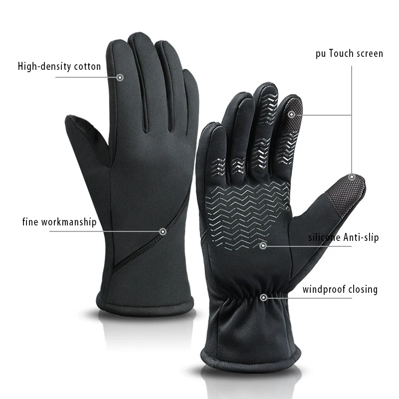 Men\'s and Women\'s Ski Gloves Windproof Waterproof Touch Screen Non-slip Plus Velvet Warm Electric Car Outdoor Riding Gloves