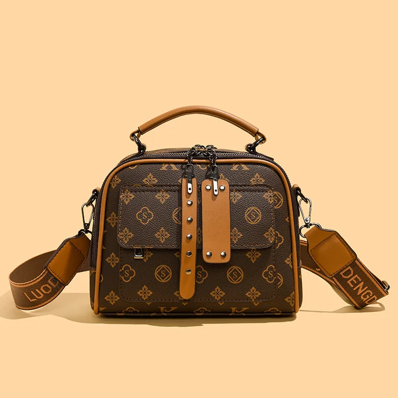 

Квадратная сумка с монограммой 2025 года, роскошный кошелек с верхней ручкой для мам, винтажная женская сумка через плечо, текстурированная сумка через плечо, элегантный день