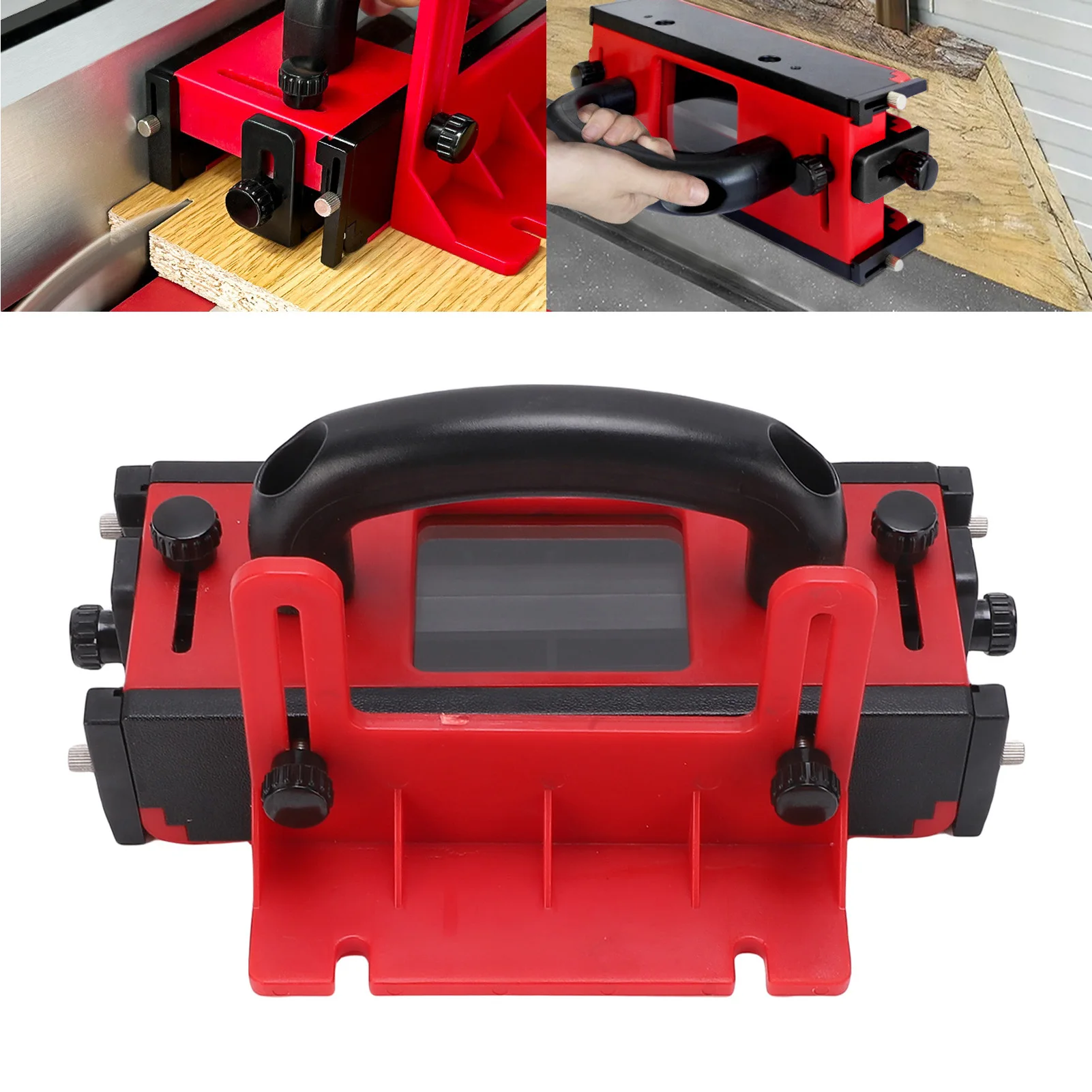 1Pcs ABS Router Table Push Block 4 Non Slip Strips Transparent Window Table Saw Push Block 6 Reusable Tail Hooks