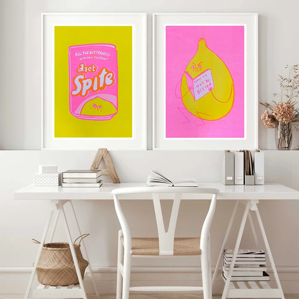 How To Not Be Bitter Cute Fruit Lemon Looking Book Poster Drink Can Spite Prints Canvas Painting Wall Art Pictures Living Room