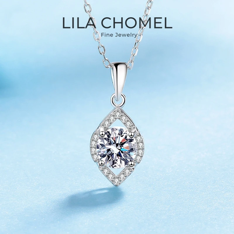 

Girl Friend Valentine's Day 18K White Gold Daughter Birthday Gift Necklaces 1CT Moissanite Diamond Women Wedding PT950 Pendant