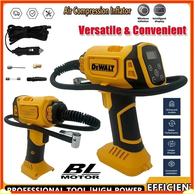 

Dewalt Electric Air Pump Compressor Automatic with Digital Pressure Gauge for Car Tire Inflator Cordless Rechargeable 20V/18V