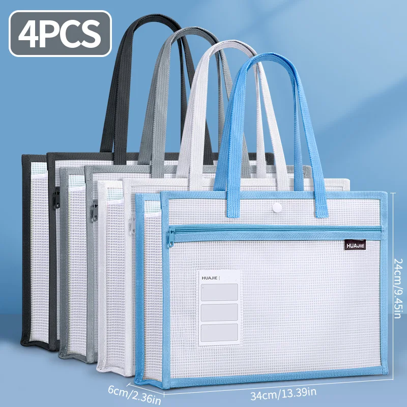 

HUAJIE Transparent EVA Zippered School Tote, A4 Double-Layer File Bag for Students, Waterproof Homework & Exam Storage Bag, Thic