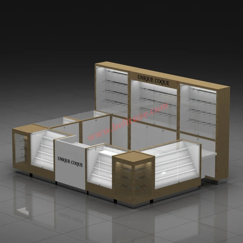 custom，Wooden Kiosk for Phone Modern Mobile Accessories Display Counter Kiosk