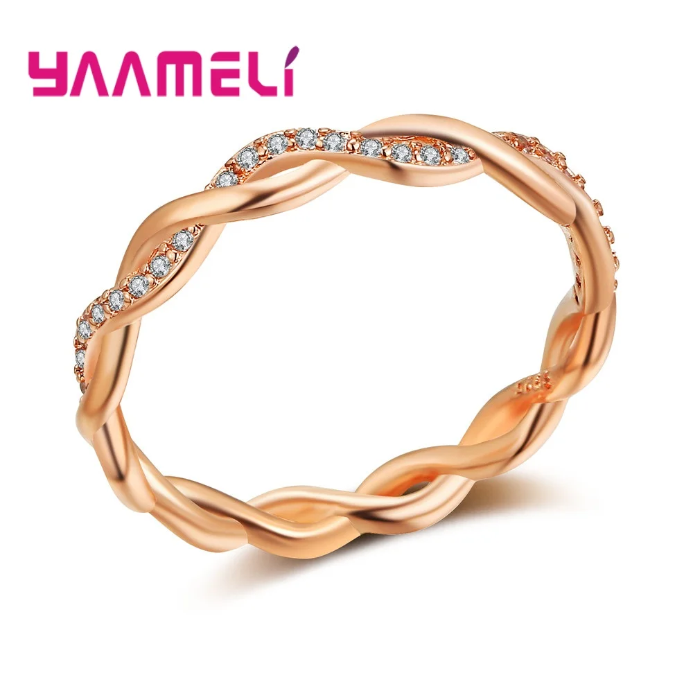 Classical Austrian Crystals Cubic Zirconia Special Shape Design Finger Rings Rose Gold Jewelry Present For Women Girls