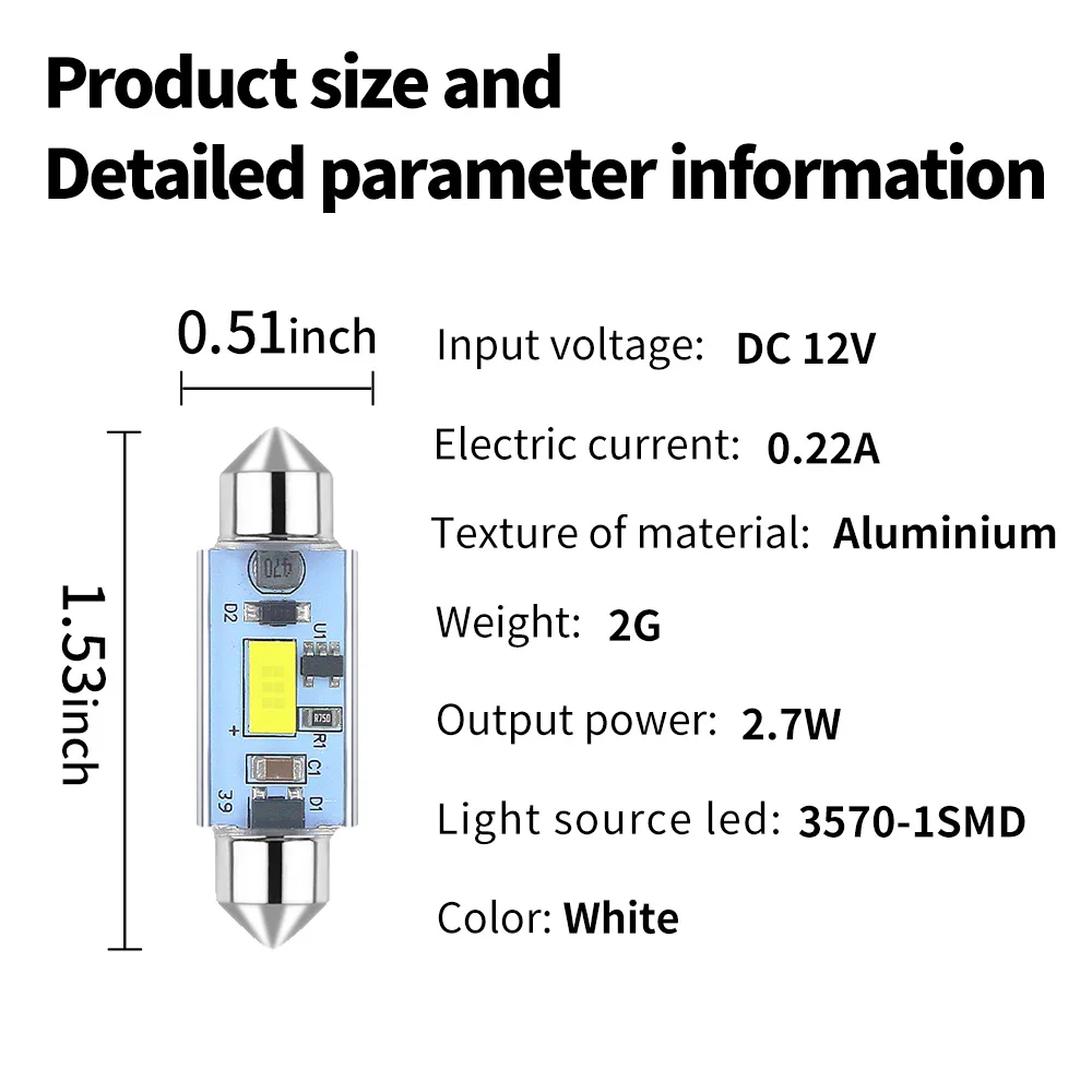 10PCS Signal Lamp C5W LED 3570 1SMD Canbus Bulb 31mm 36mm 39mm 41mm Festoon Light C10W LED Auto Interior Reading Dome Light