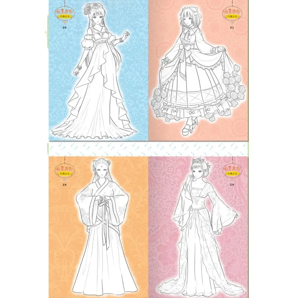 6 Books/Set Princess Children Drawing Book Tracing Coloring Painting Learning Copybooks Drawing Practice Cartoon Picture Toy