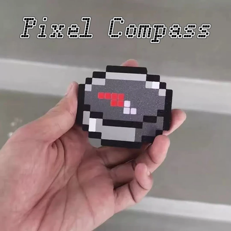 Ornamento de bússola estilo pixel, verdadeiro pode indicar direção, recarregável, mc, jogo virtual, presente mundial, decoração, artesanato