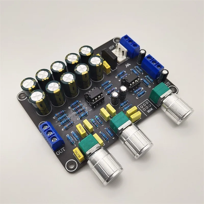 Y22A-NE5532 Preamp Pre Amplifier Pelat Penyesuaian Audio Amplifier HIFI Preamplifier Kontrol Nada Volume, 24-24