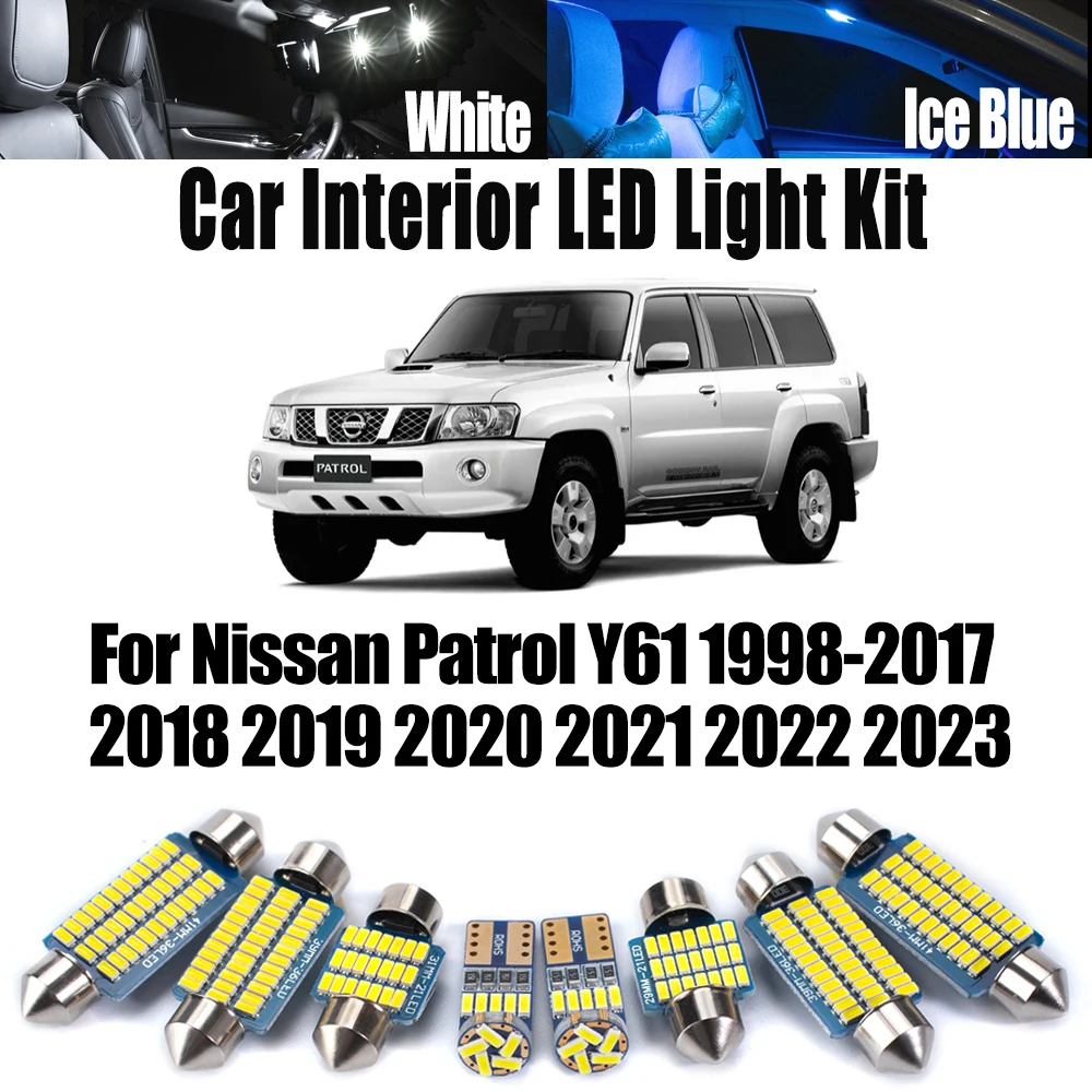 10Pcs Reading Map License Plate Bulb Car Accessories Canbus LED Interior Light Kit For Nissan Patrol Y61 1998- 2021 2022 2023