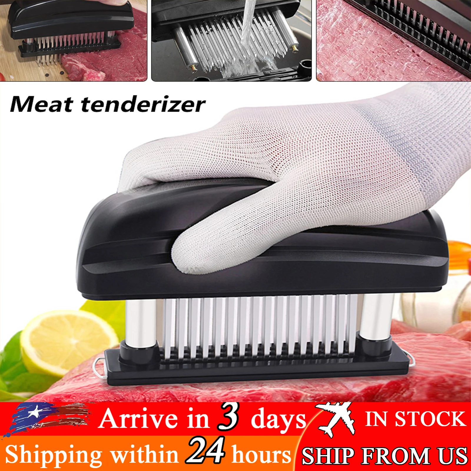 48 Blades Needle Meat Tenderizer Stainless Steel Knife Meat Beaf Steak Mallet Barbecue Marinating Cooking Tools Cooking Utensils