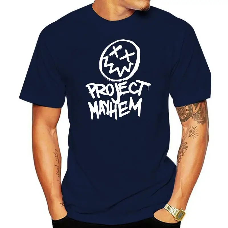 Camiseta Mayhem masculina, camiseta gráfica casual, projeto do clube da luta