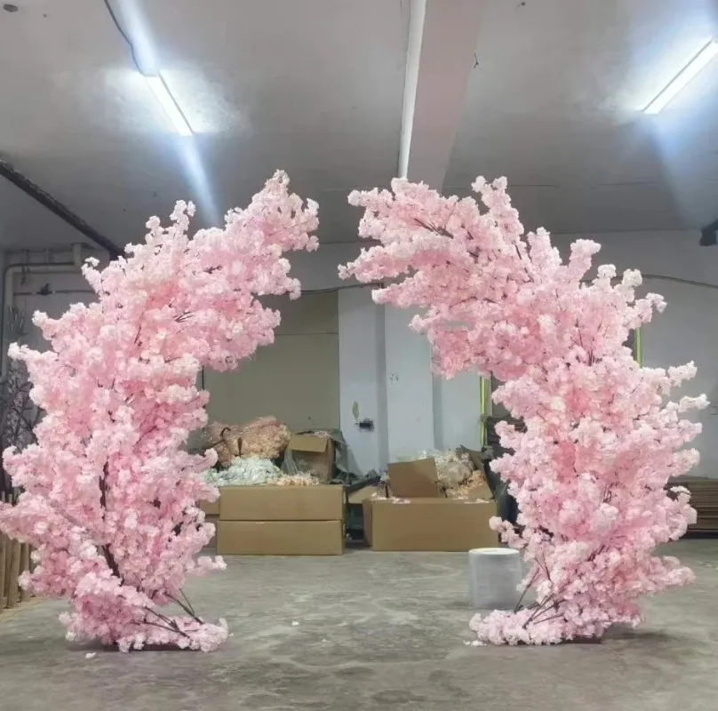 Artificial cherry tree arch fiberglass silk, suitable for weddings, Christmas parties, stage decorations