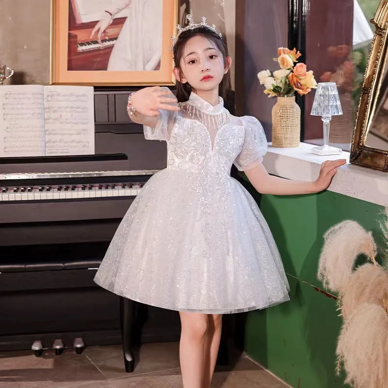 

Elegant Clothes For Girls From 9 To 12 Years Old Party Dresses White Casual Luxury Shining Ball Gowns Piano Performance Wedding