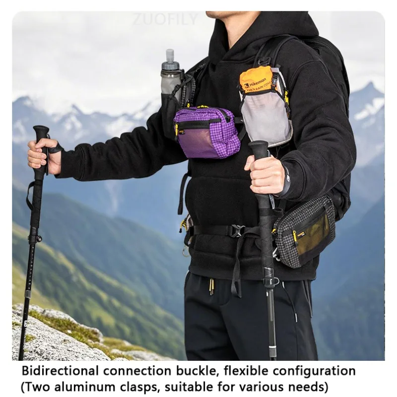 حزمة خصر من الألياف المطورة 1.1 لتر مقاومة للماء وخفيفة الوزن ومتعددة الجيب لركوب الدراجات والجري والمشي لمسافات طويلة والتخييم وإكسسوارات الرياضة الخارجية