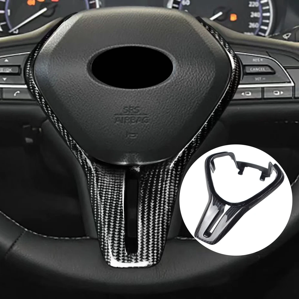 

Real Carbon Fiber Replacement Steering Wheel Cover Trim Accessories For Infinti Q50 Q60 2017-2020