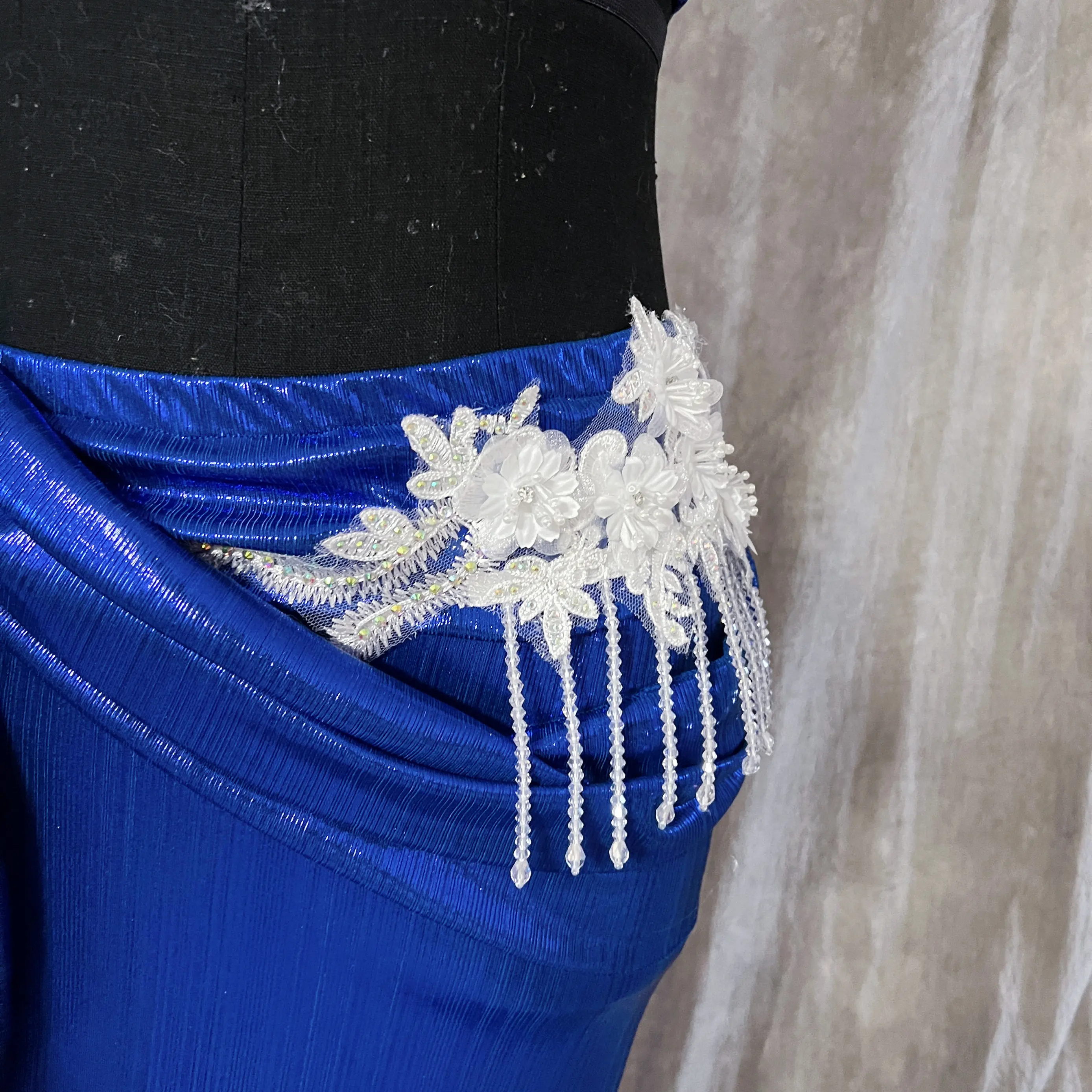 Belly Dance Performance Set Customsized Sleeveless Flowers Top+Sexy Fishtail Long Skirt 2pcs Adult Child Oriental Dance Clothing