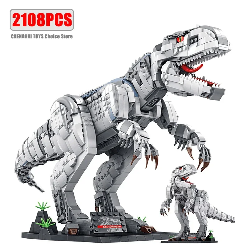 Jurassic Dinosaur World Large Mechanical Tyrannosaurus Rex Building Blocks T-rex Model With Lights Bricks Toys For Children Gift