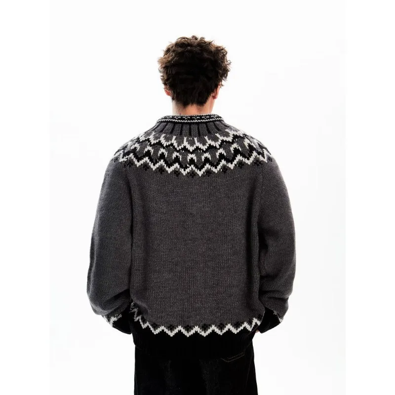 Autumn and Winter Round Neck Button Retro Simple Style Cardigan Sweater Men's Loose and Versatile Knitted Sweater Top