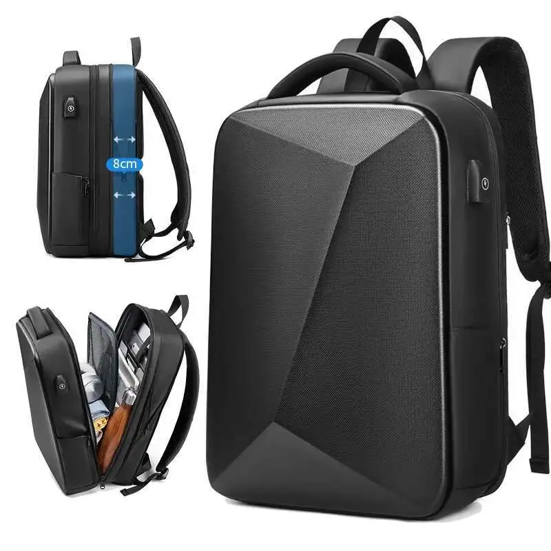 

Men's Backpack Anti-theft Hard Shell Backpack Expandable Waterproof Travel Backpack USB Charging Fit 15.6 Inch Laptop