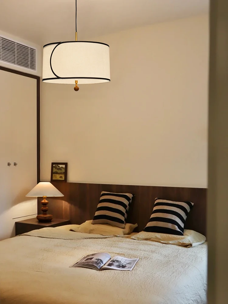Französische Vintage-Stoff-Pendelleuchte, moderner Schlafzimmer-Kronleuchter aus der Mitte des Jahrhunderts, Retro-Esszimmer- und Arbeitszimmerlampe, kreatives Kinderzimmer