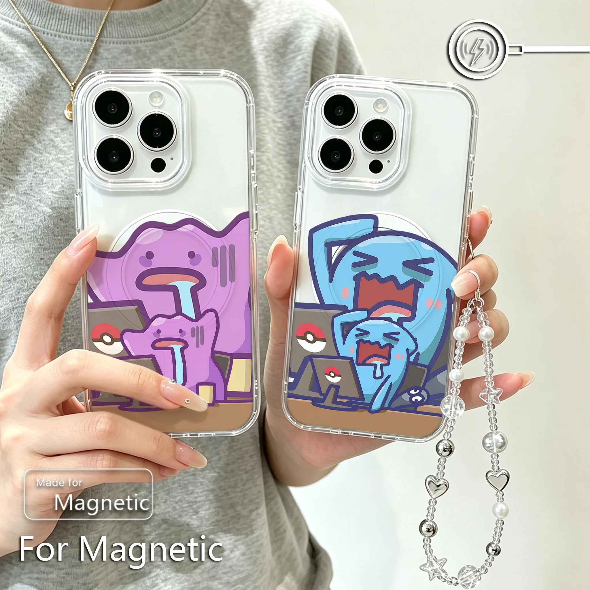 New Anime P-Pokémons Magnetic Phone Case for Samsung Galaxy S25 S24 S23 S22 S21 S20 FE Edge Plus Ultra 5G Soft Clear TPU Cover
