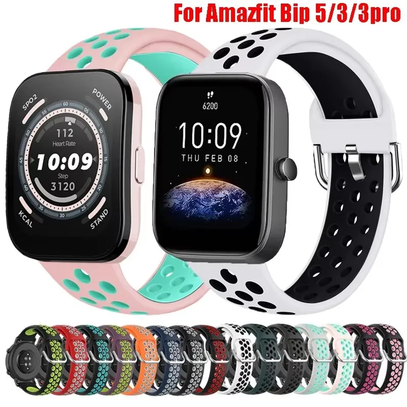 

Watch strap 20mm 22mm Sport Silicone Strap For Amazfit Bip 5/Bip 5 Unity Bracelet Replacement For Amazfit Bip 3 3 Pro Correa