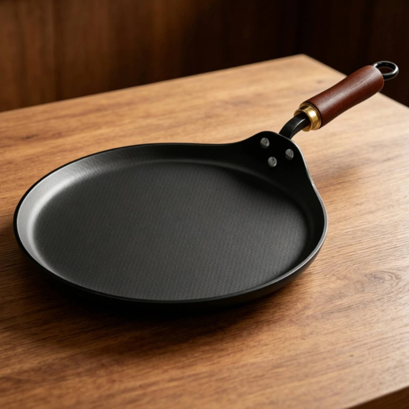 Nonstick Frying Pan Textured Finish Nonstick Skillet Shallow Frying Pan Gold-Tone Collar Cookware Hanging Loop