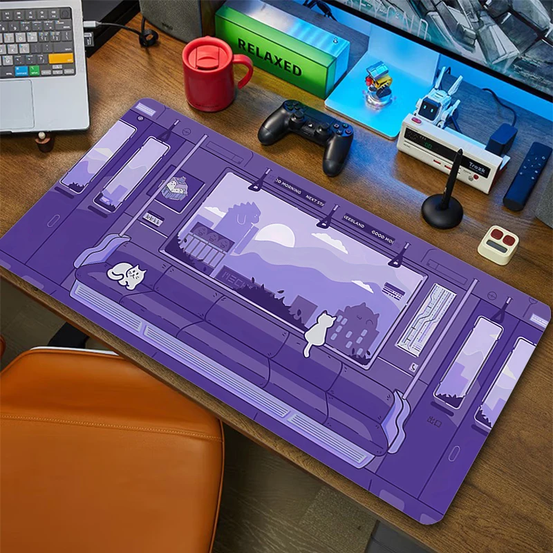 Grande Gato Kawaii Mousepad para Computador, Mouse Pad Bonito Dos Desenhos Animados, Tapete De Escritório, Tapetes De Mesa, Impermeável, XXL, 500x1000mm