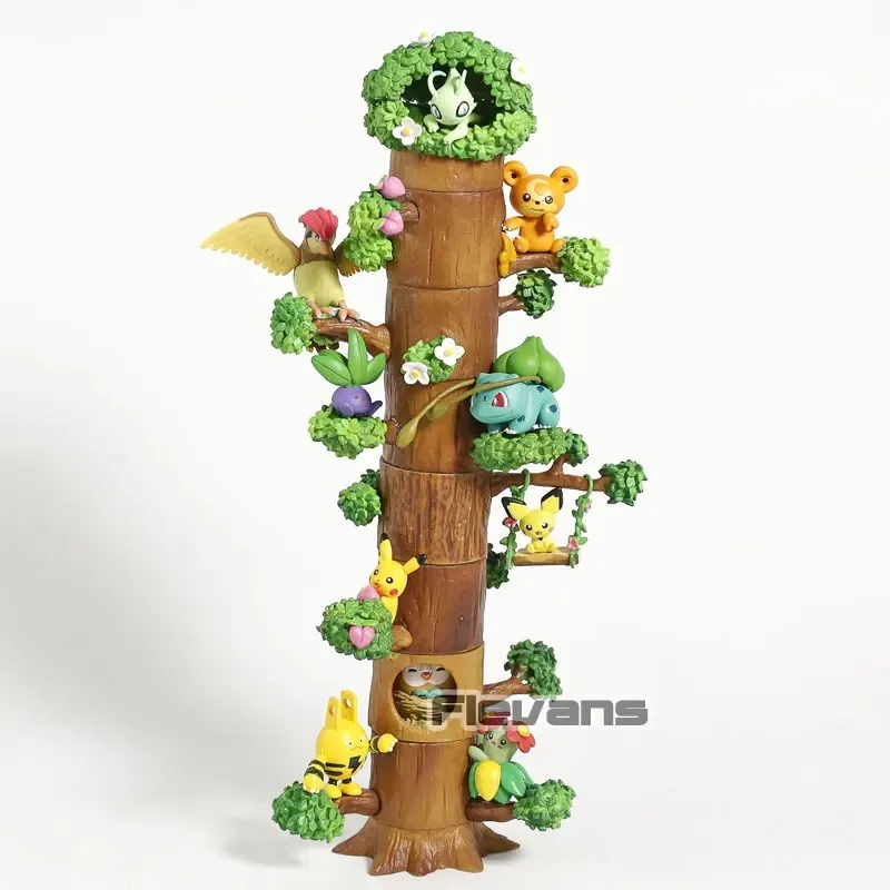 

Pokemon Forest Figure Pikachu Bulbasaur Celebi Rowlet Pidgeotto Oddish Bellossom Teddiursa Elekid 8pcs/set