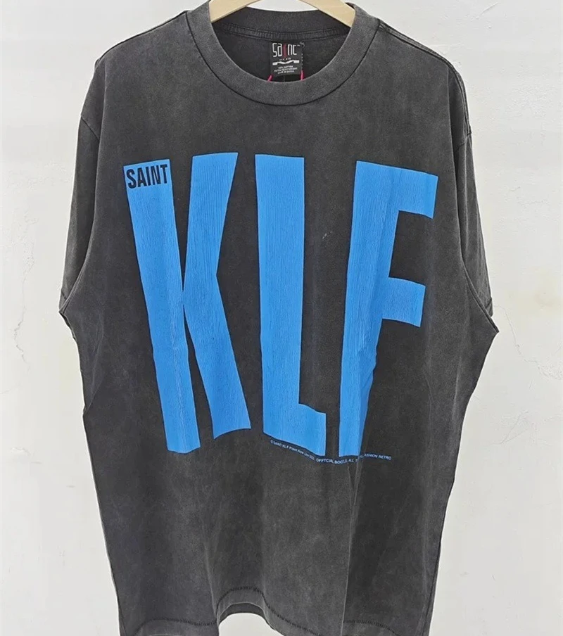 

Black Washed Saint Michael Klf T-Shirts Men Women Oversized T Shirt Top Tees