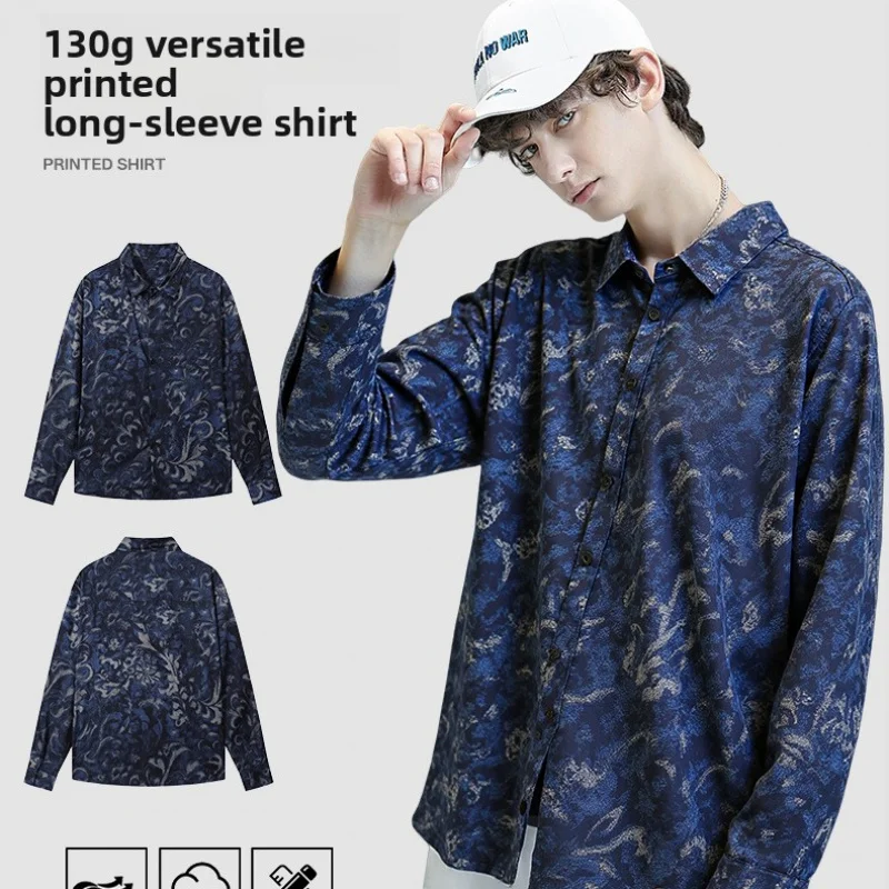 

【Mirrordust】Винтажная рубашка в японском стиле с цветочным принтом в гонконгском стиле, универсальная свободная рубашка с длинными рукавами уникального дизайна