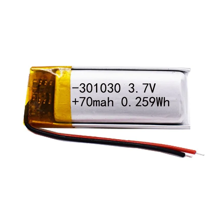 Manufacturer supplies small capacity 301030 70mAh polymer lithium battery Bluetooth earphone anti loss device battery manufactur