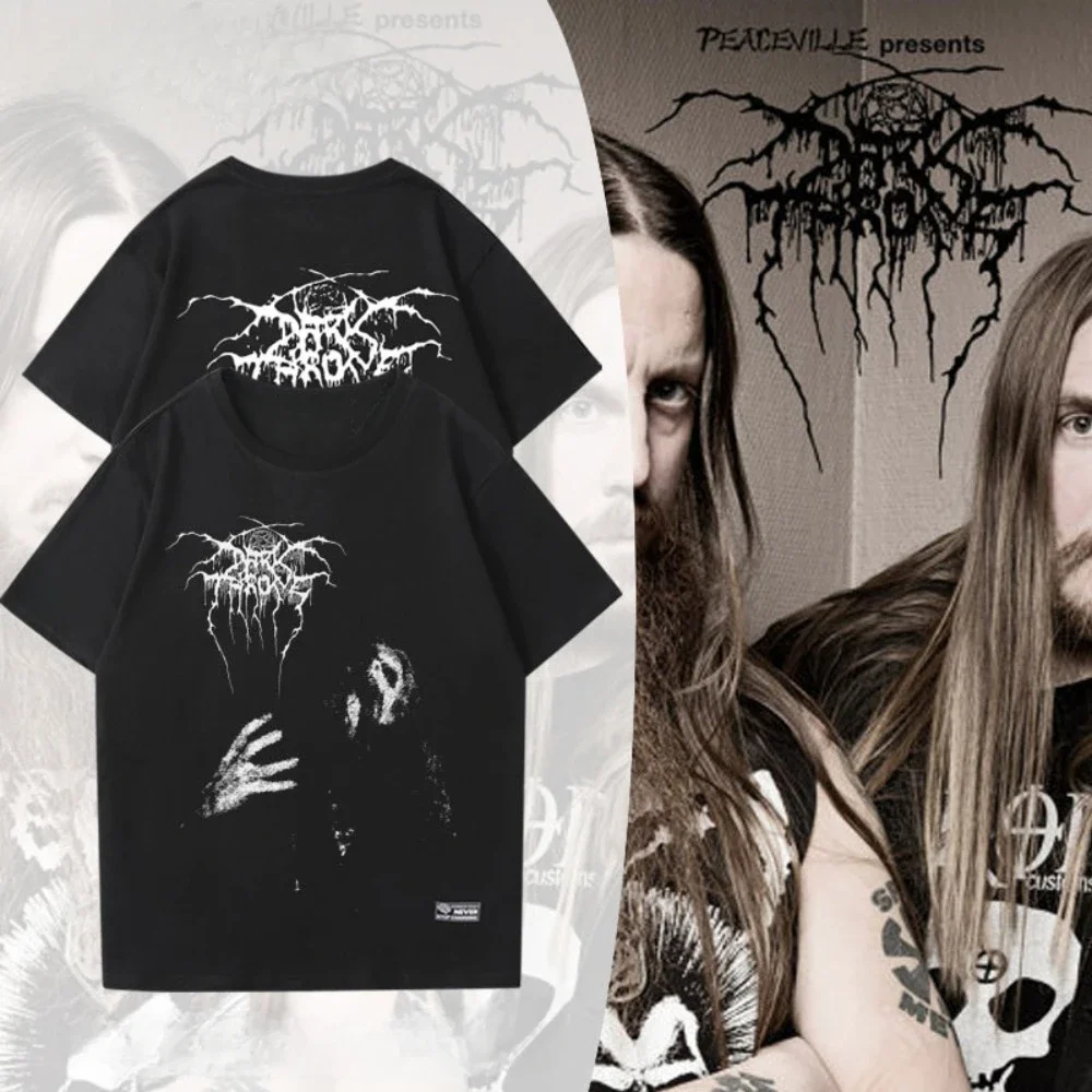 2025 New Darkthrone Short Sleeve T-shirt Boys Summer Cotton Black Metal Rock Band Around The Fashion Brand Half Sleeve Couple