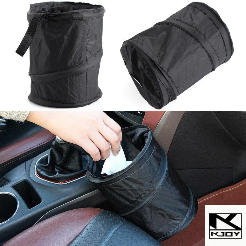 kkjoy Auto Interior Portable Trash Can Foldable Pop Up Waterproof Waste Basket Car Accessories used for multiple vehicles