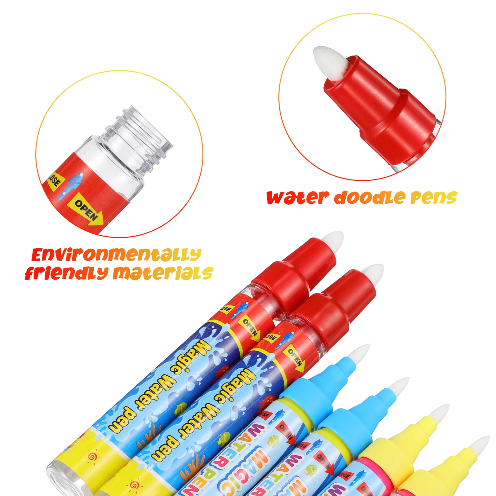 HEALLILY 6pcs Drawing Doodle Pens Water Doodle Mat Replacement Pens Water Doodle Pens water pens pens for doodle mat