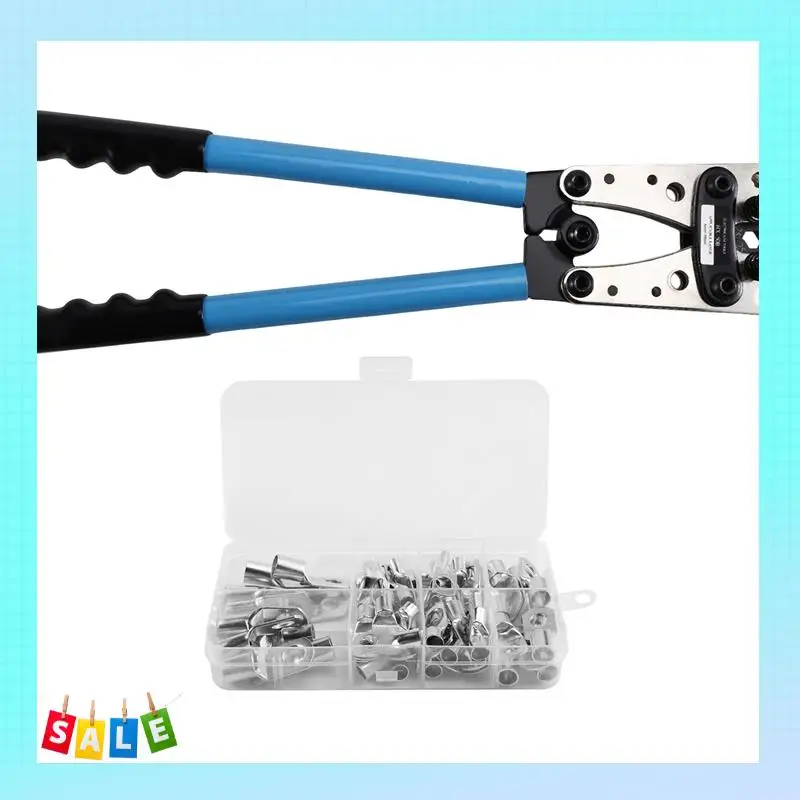 

A56X HX-50B Cable Lug Crimping Tool Kit 60Pcs Copper Ring Terminals 10-1/0 AWG 8 Sizes For Heavy Duty Wire Connections