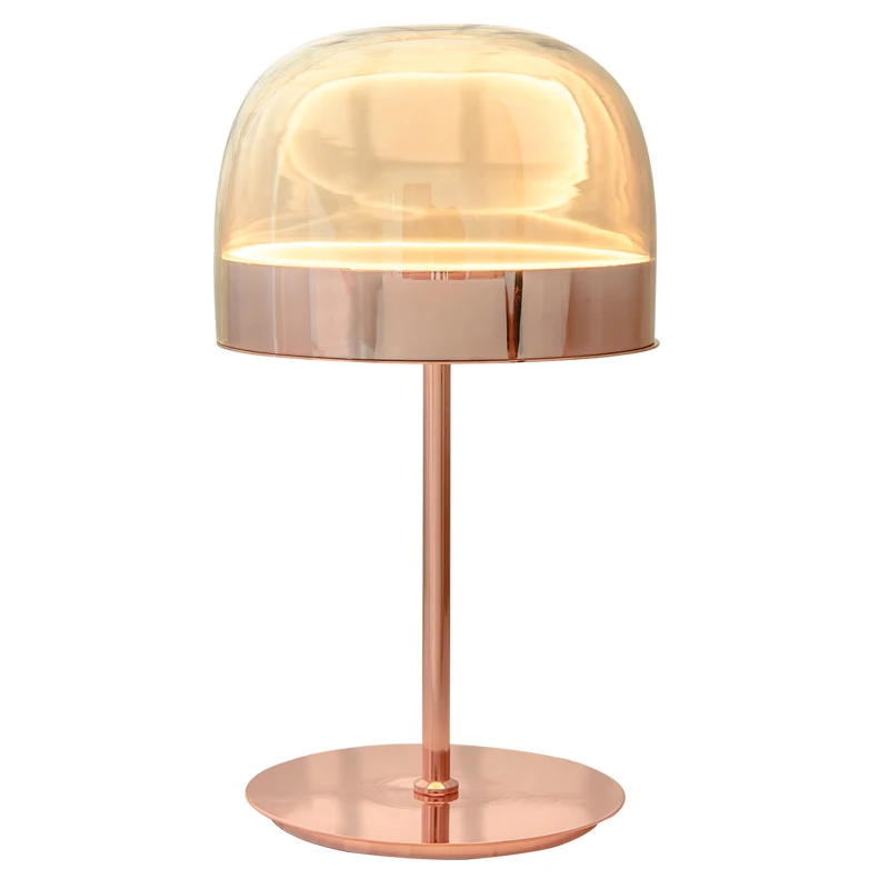 Italian Post-Modern Creative Rose Gold Glass Art Personality Bed Head Bedroom Living Room Designer Table Lamp